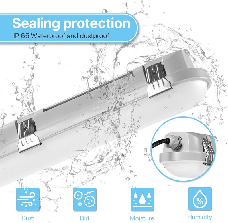 Hyperlite 65W 4FT LED Vapor Light, 45W/55W/65W Vapor Proof Tight Light Fixture, 8450lm 4000K/5000K/6000K Selectable, AC120-277V Waterproof LED Outdoor Shop Light for Car Wash,Garage,Warehouse,ETL - Image 4